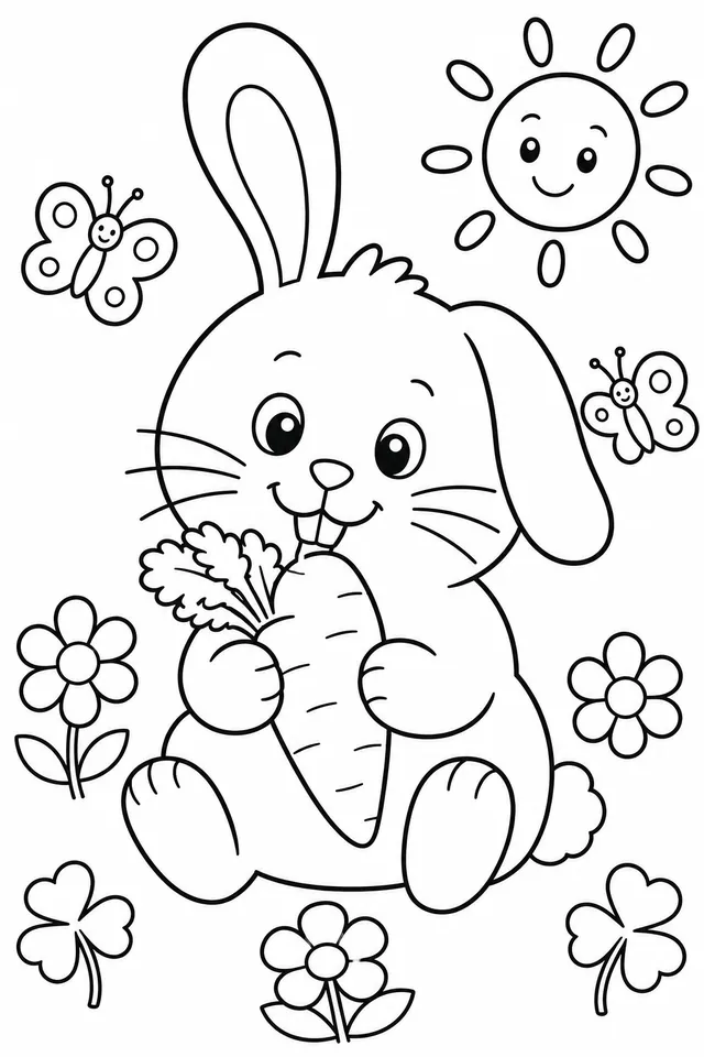 Der Hase knabbert an der Möhre