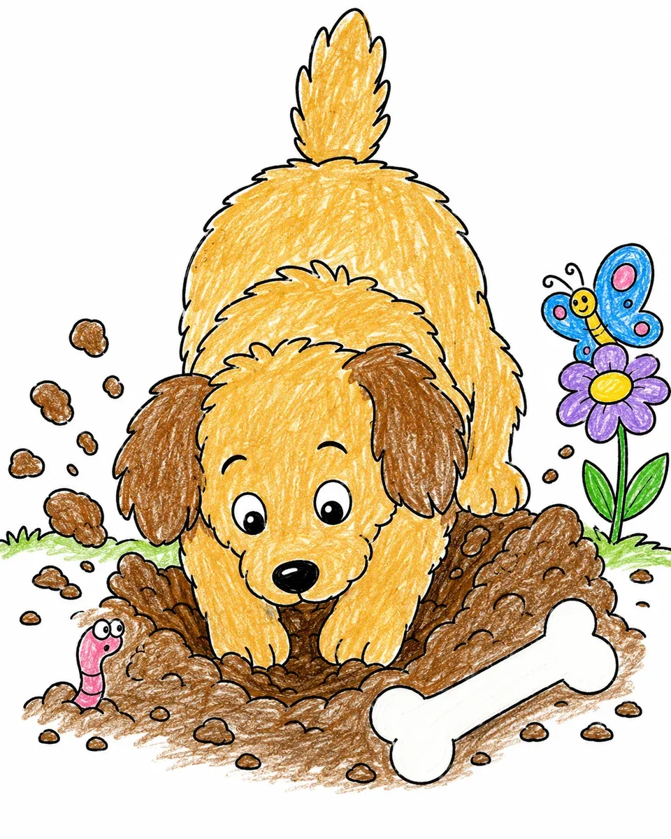 Dog Burying its Favourite Bone