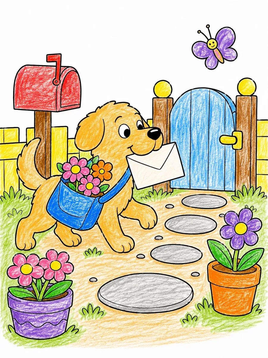 Hund liefert Blumenpost