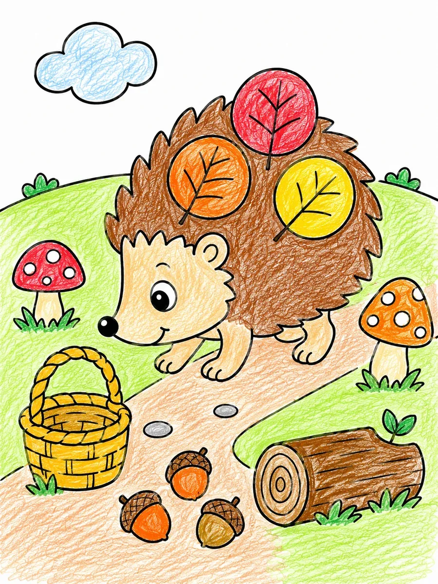 Igel sammelt Knopfblätter