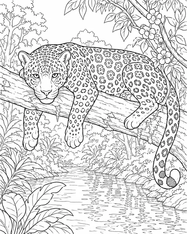 Jaguar lauert auf dem Ast
