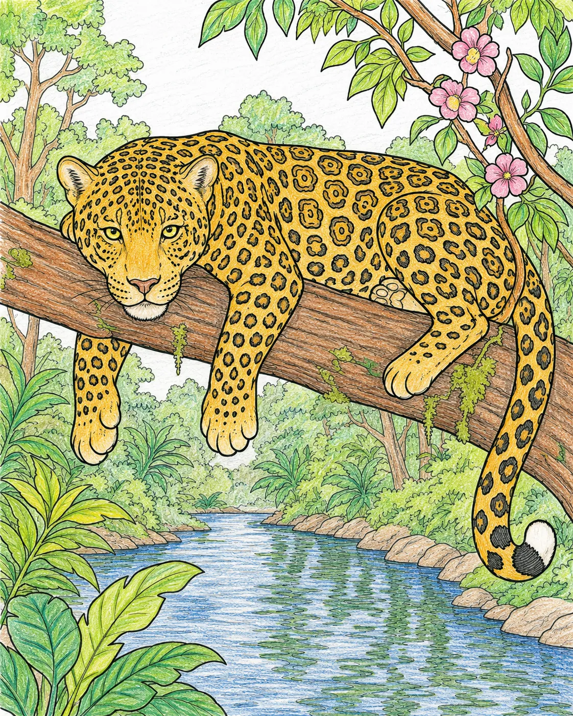 Jaguar lauert auf dem Ast