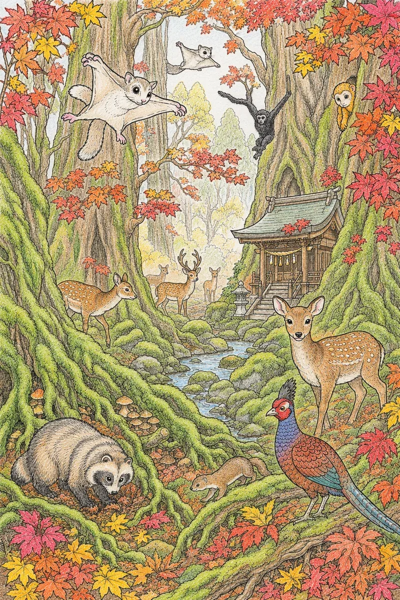 秋天的日本原始森林 — 寻找图