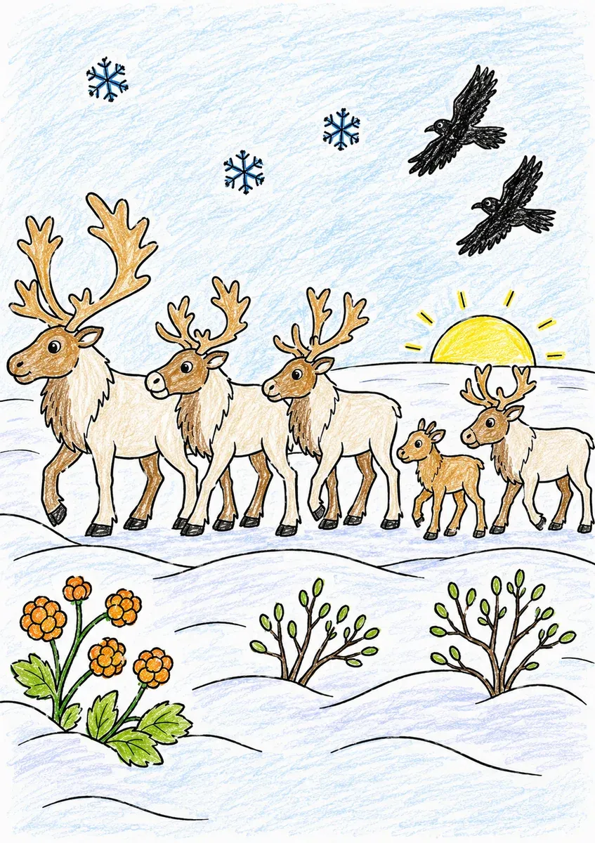 Die Karibu-Herde im Schnee