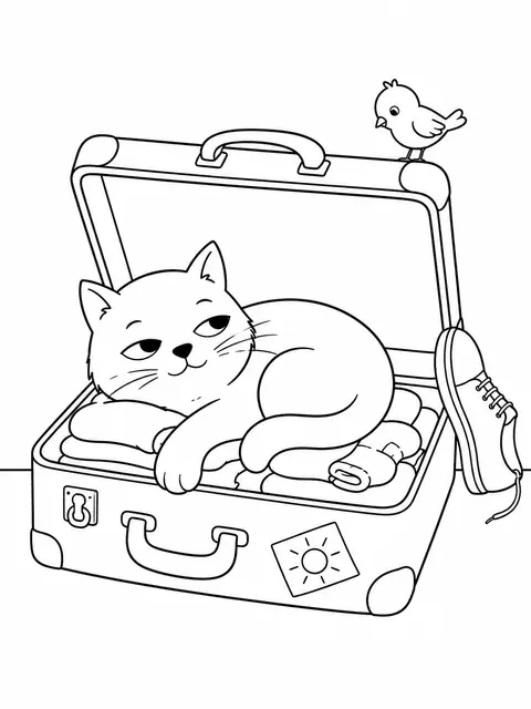 躲在行李箱里的猫