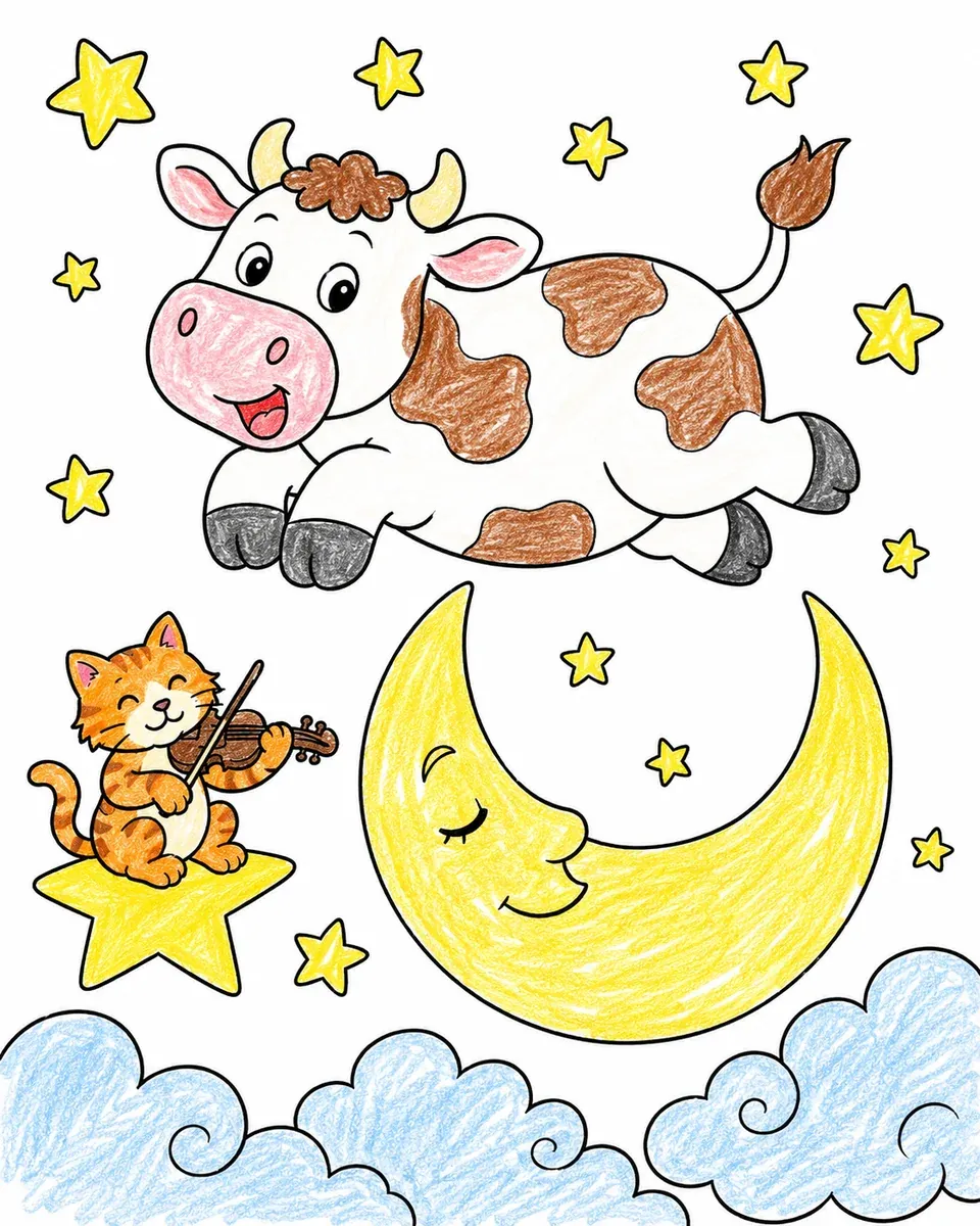 Kuh springt über den Mond