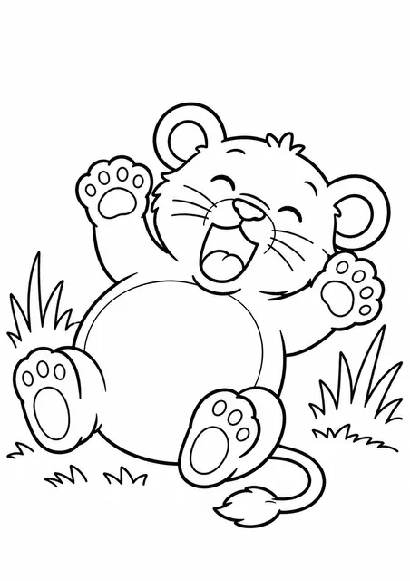 Löwenbaby rollt im Gras