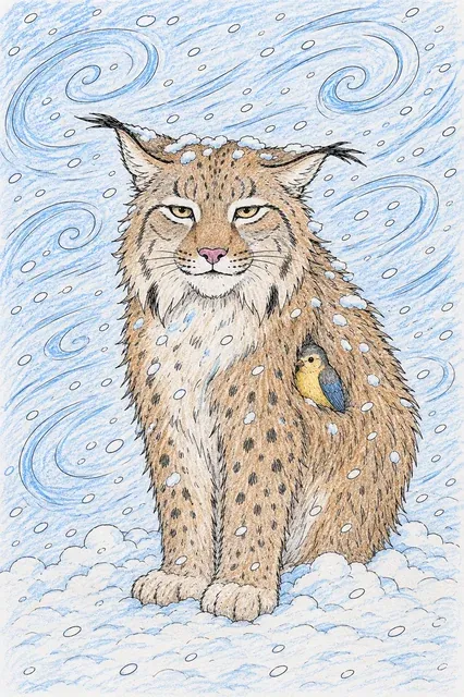 Luchs steht gelassen im Schneesturm – So könnte es aussehen