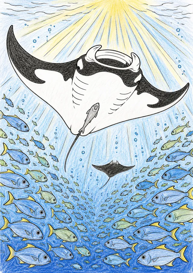 Mantarochen gleitet durch das tiefe Blau – So könnte es aussehen