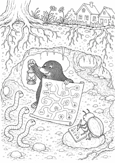 Mole Discovers a City Map Underground