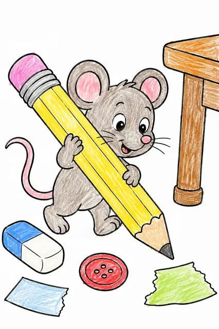 Maus trägt Riesenbleistift – So könnte es aussehen