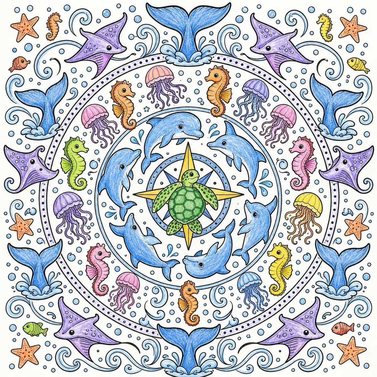 Ozean-Tierwelt als Mandala