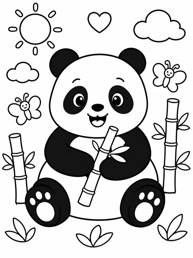 Der runde Panda mit Bambus