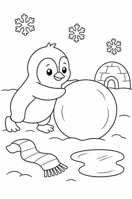企鹅推雪球