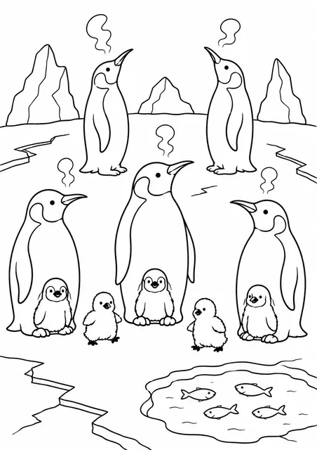 帝企鹅与雏鸟群