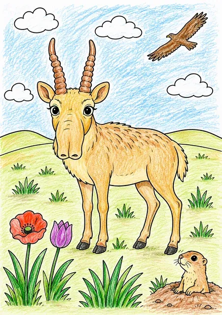 Die Saiga-Antilope in der Steppe – So könnte es aussehen