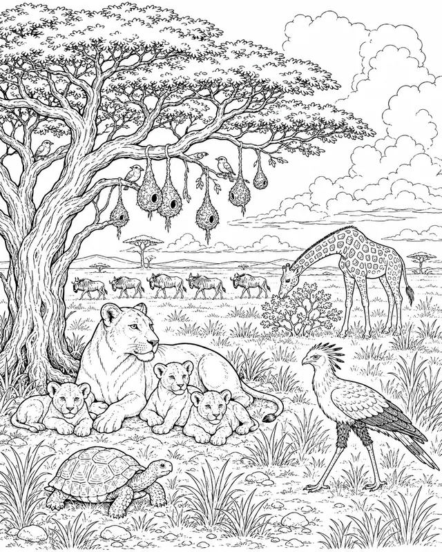 Savannenpanorama unter der großen Akazie
