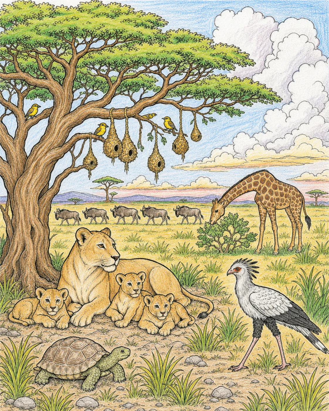 Savannenpanorama unter der großen Akazie