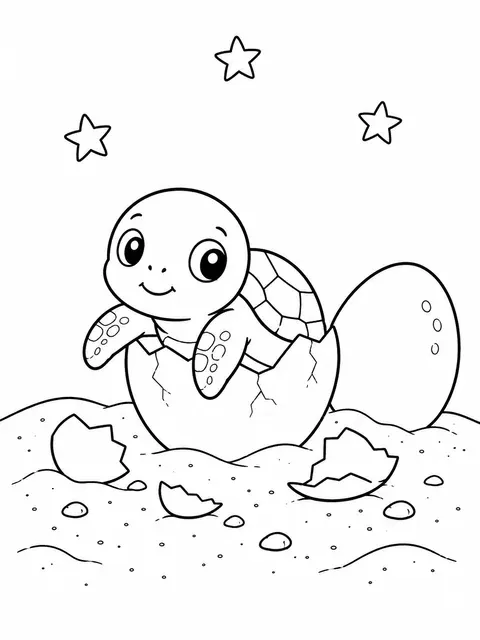 Schildkrötchen schlüpft aus dem Ei