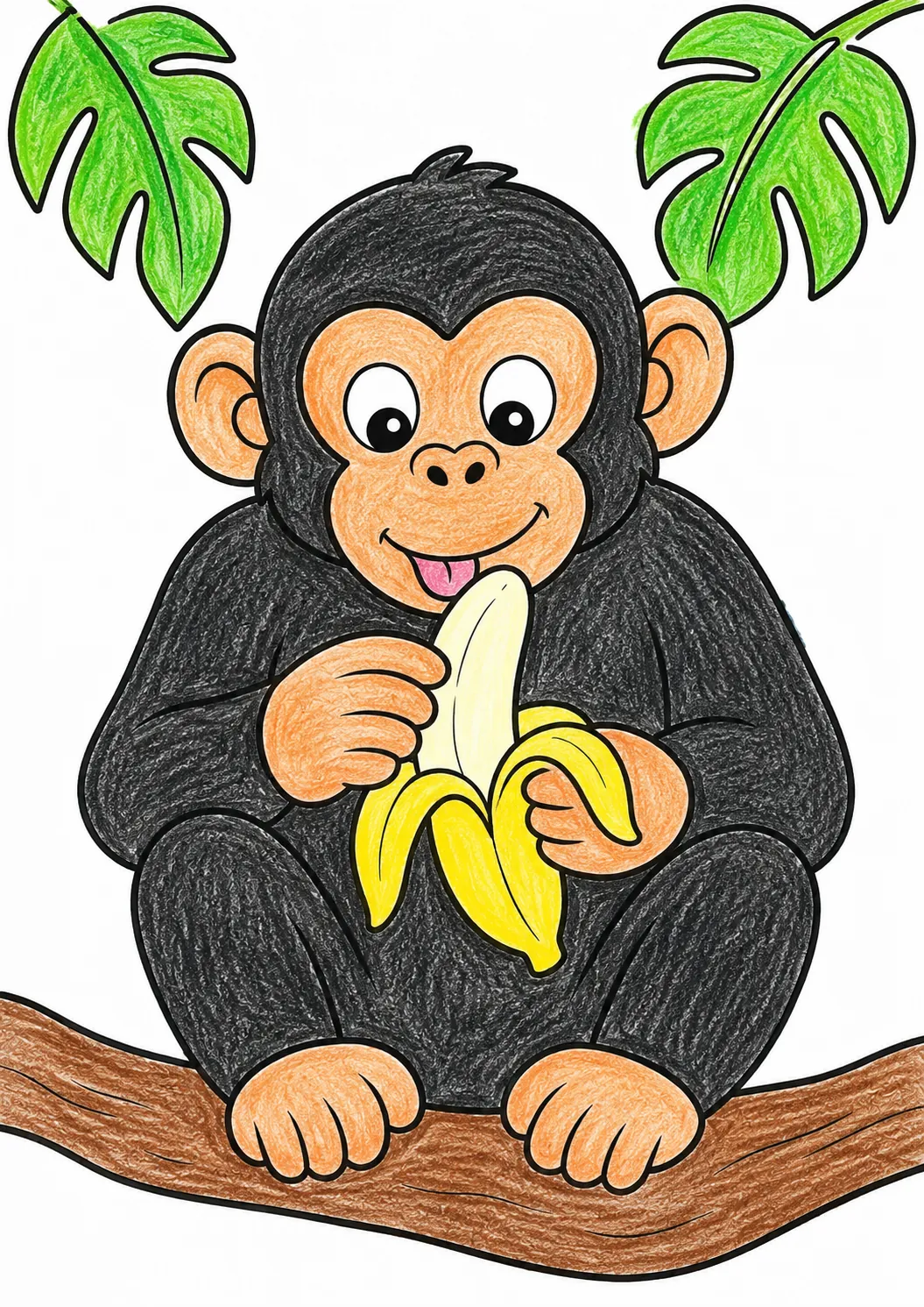 Schimpanse schält seine Banane
