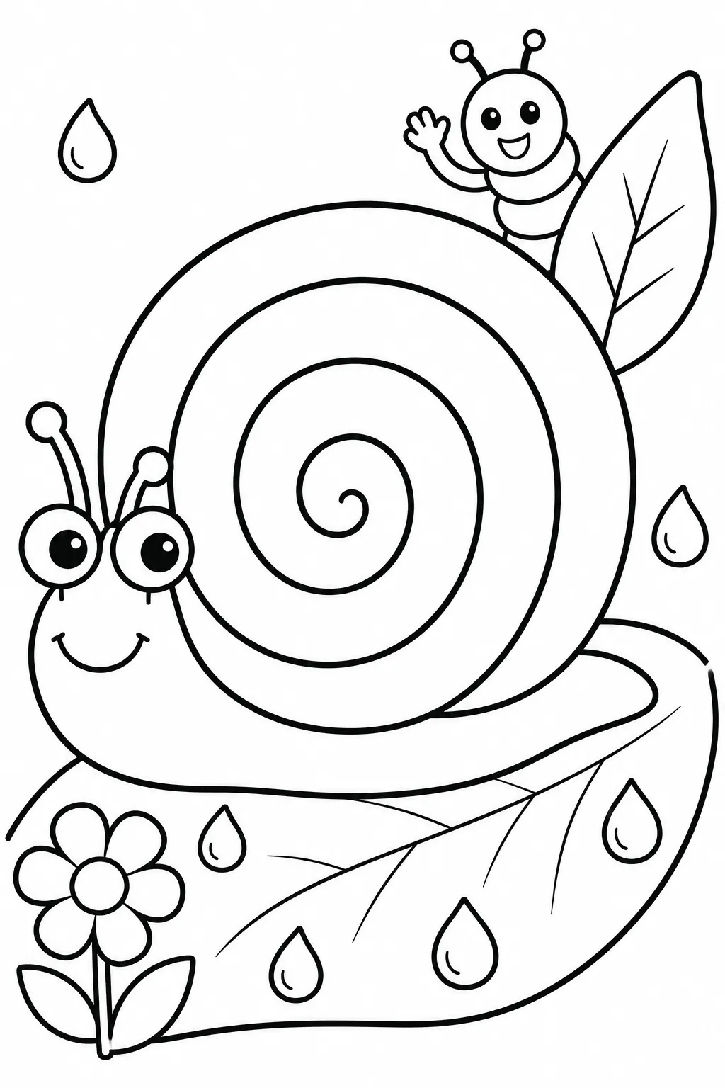 Große freundliche Schnecke mit spiralförmigem Gehäuse und Augen auf Stielchen