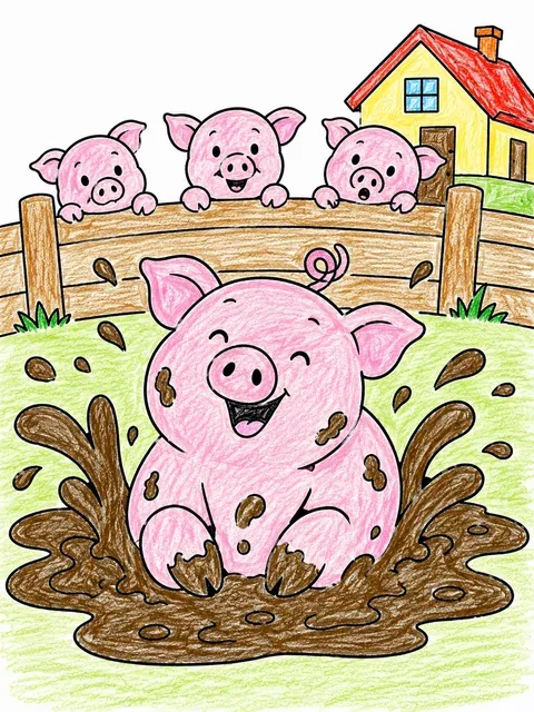 Schwein plantscht im Matsch – So könnte es aussehen