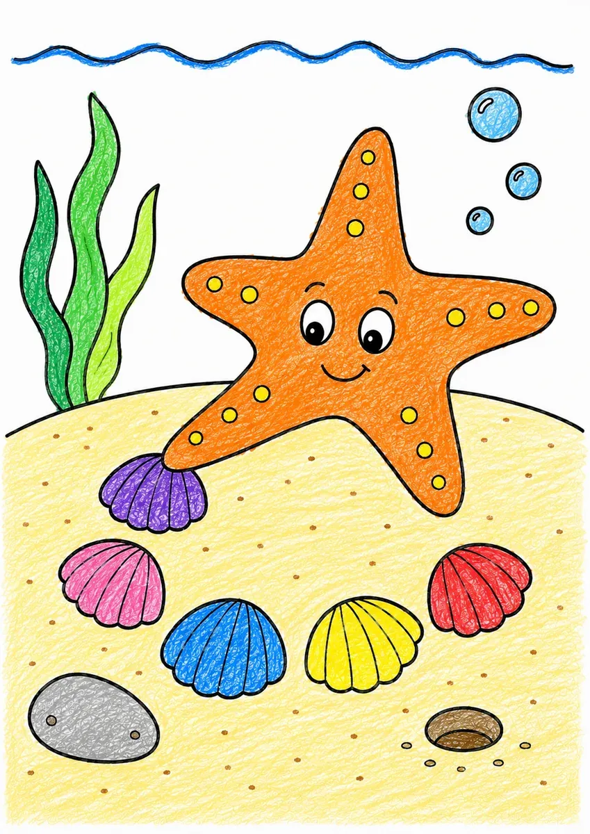 Seestern ordnet Muscheln