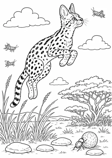 The Serval Leaping