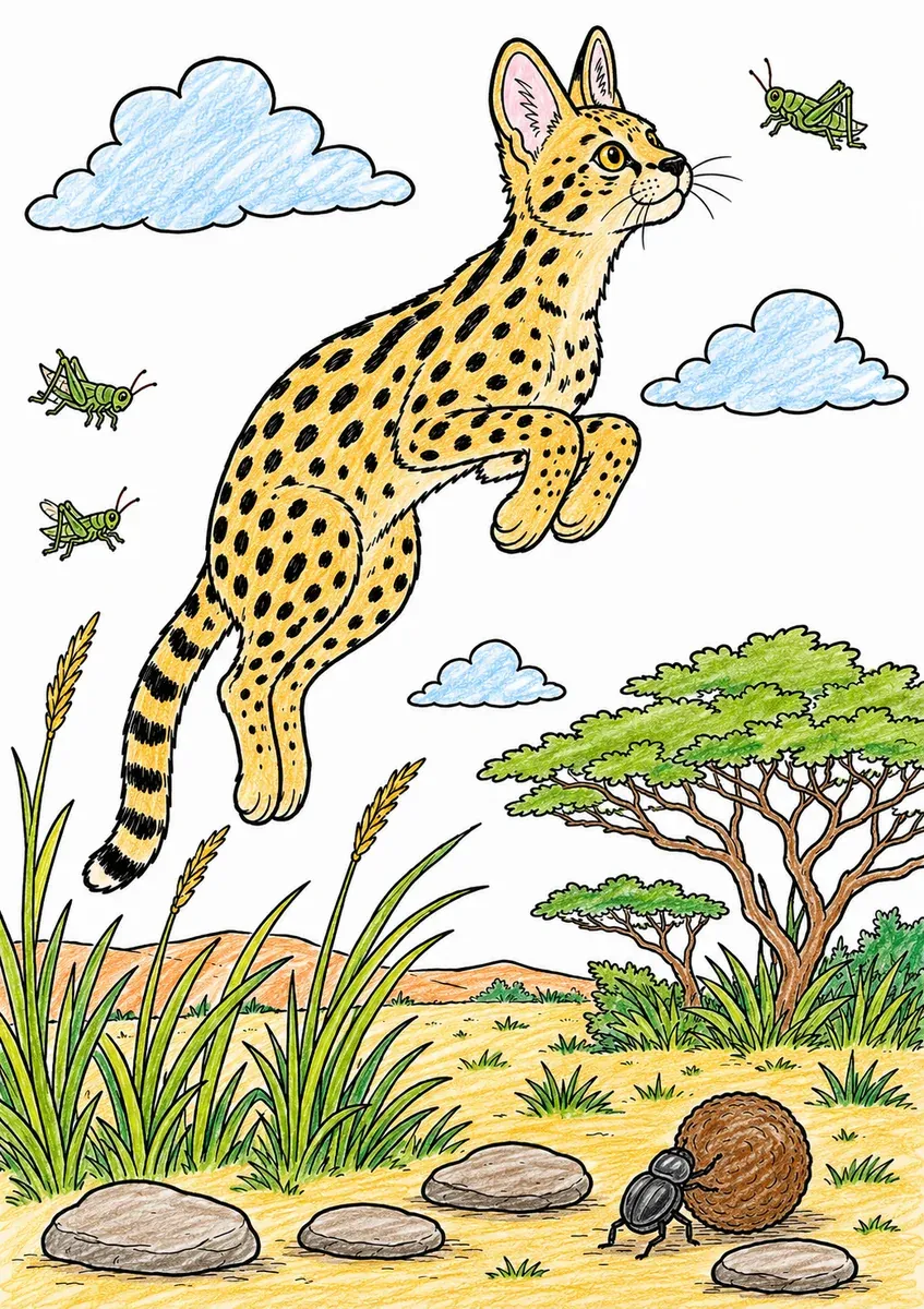 The Serval Leaping
