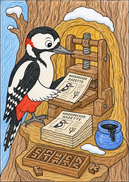 Buntspecht, der Druckmeister – So könnte es aussehen