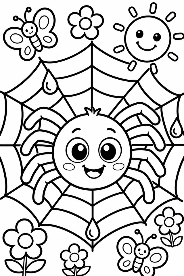 La araña amistosa en su tela