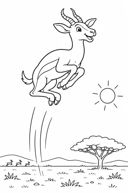 Springbock macht einen hohen Freudensprung