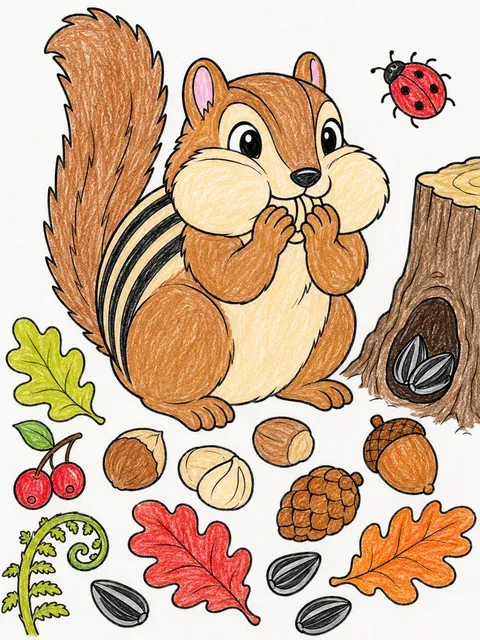 Das Streifenhörnchen mit dem Wintervorrat – So könnte es aussehen