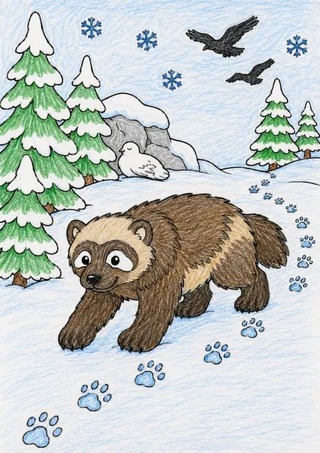 Der Vielfraß auf Schneespuren – So könnte es aussehen