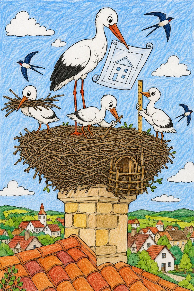 Storch, der Nestbau-Architekt