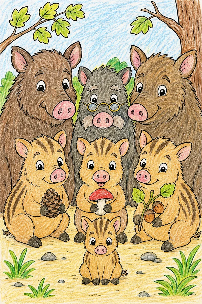 Das Wildschwein-Familienporträt