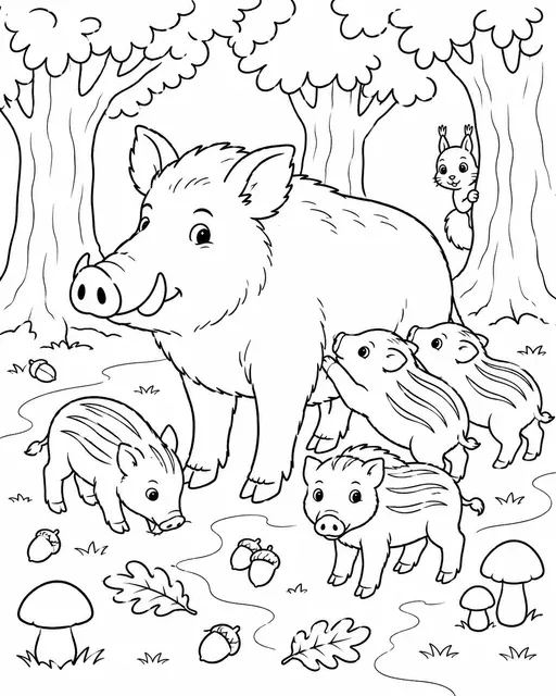 Das Wildschwein mit den Frischlingen