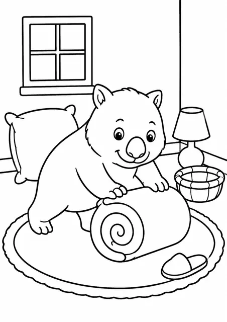 Wombat rollt Deckenball