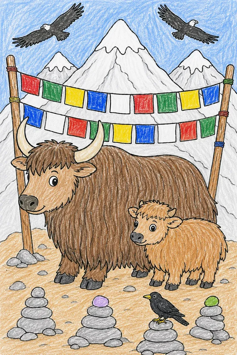Der Yak auf dem Himalaya-Pass