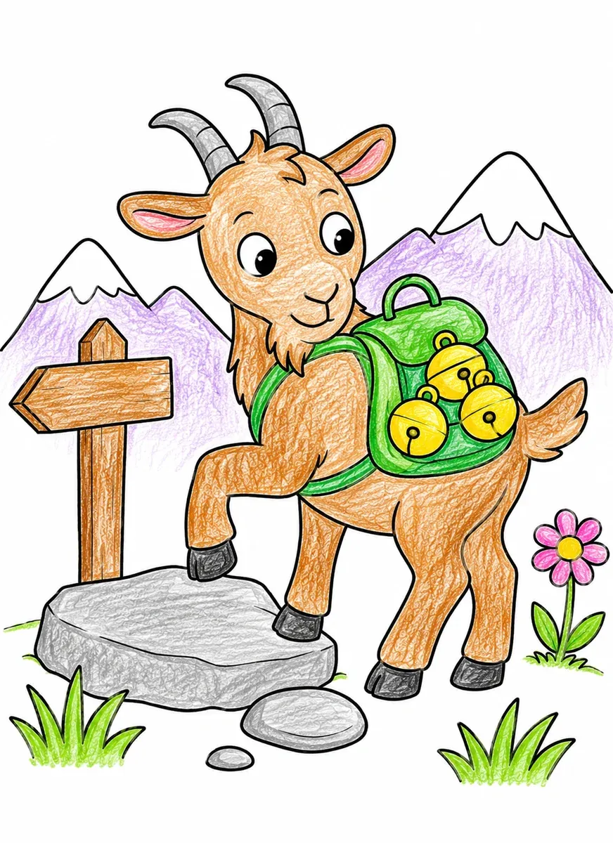 Ziege mit Glockenrucksack