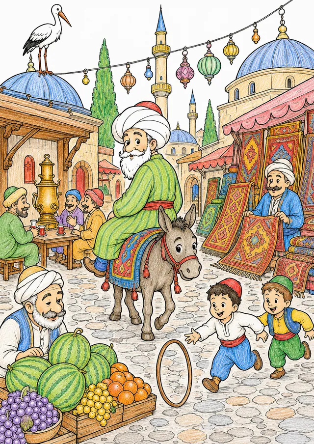 Nasreddin Hodscha auf dem Basar – So könnte es aussehen