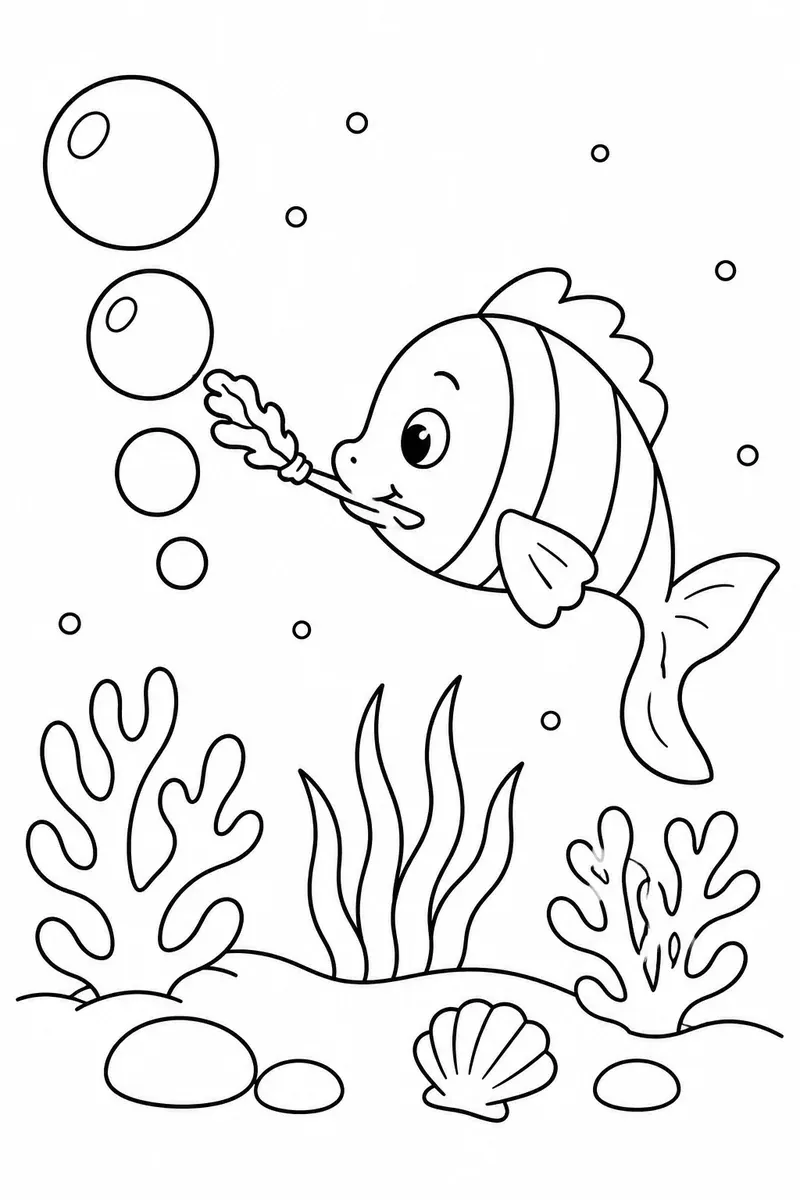 Small fish painting large bubbles underwater