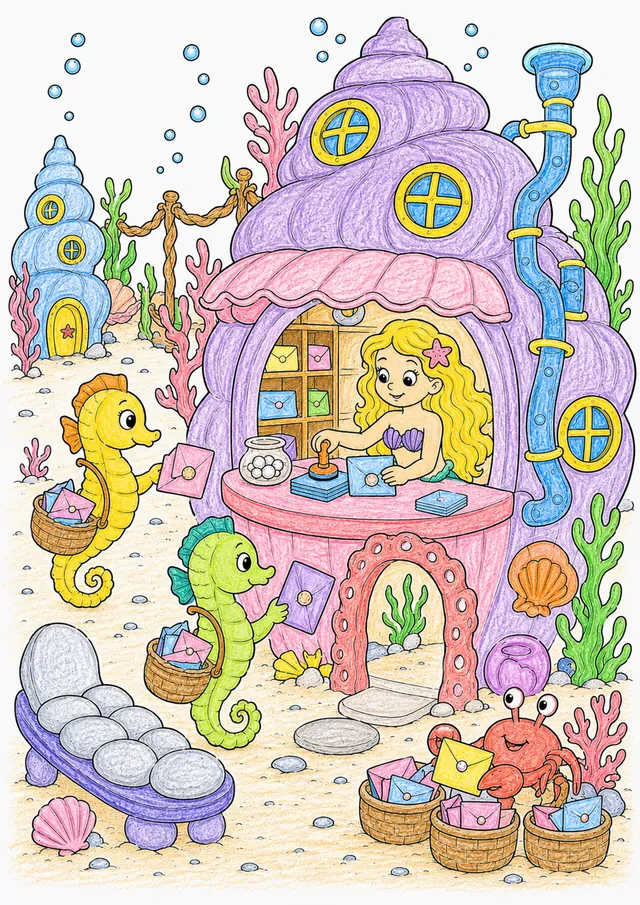 海马珊瑚邮局 – 涂色效果预览