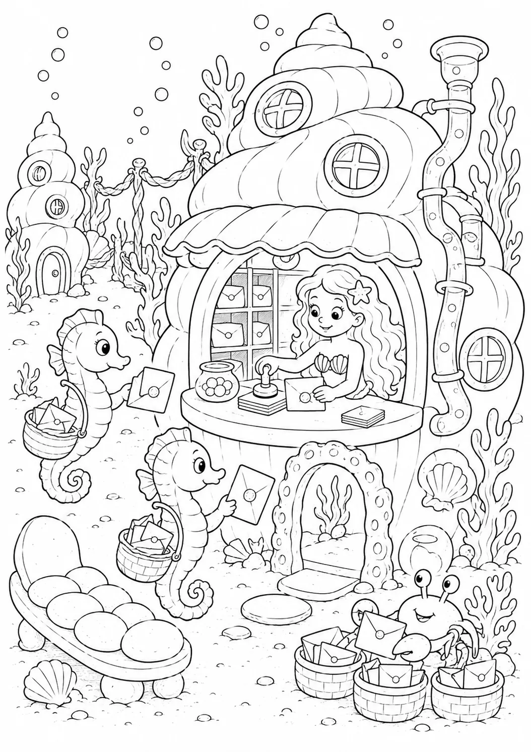 美人鱼和海马在珊瑚邮局工作