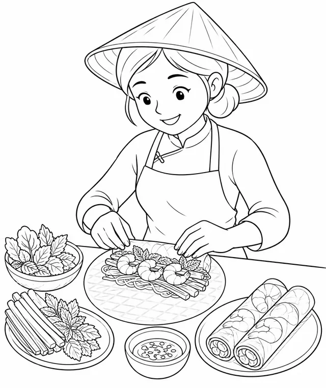 越南女厨师包春卷