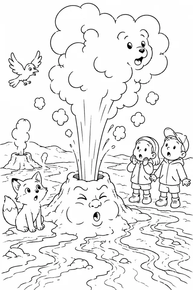Geysir spuckt Dampf aus Erdloch