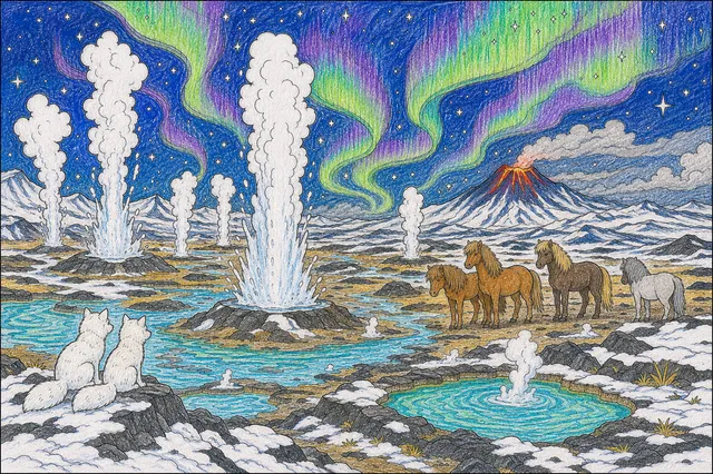 Island-Geysir-Panorama bei Nacht – So könnte es aussehen