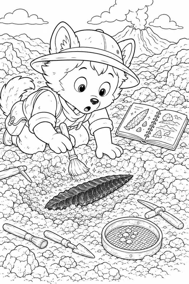 孩子发现黑曜石刀化石