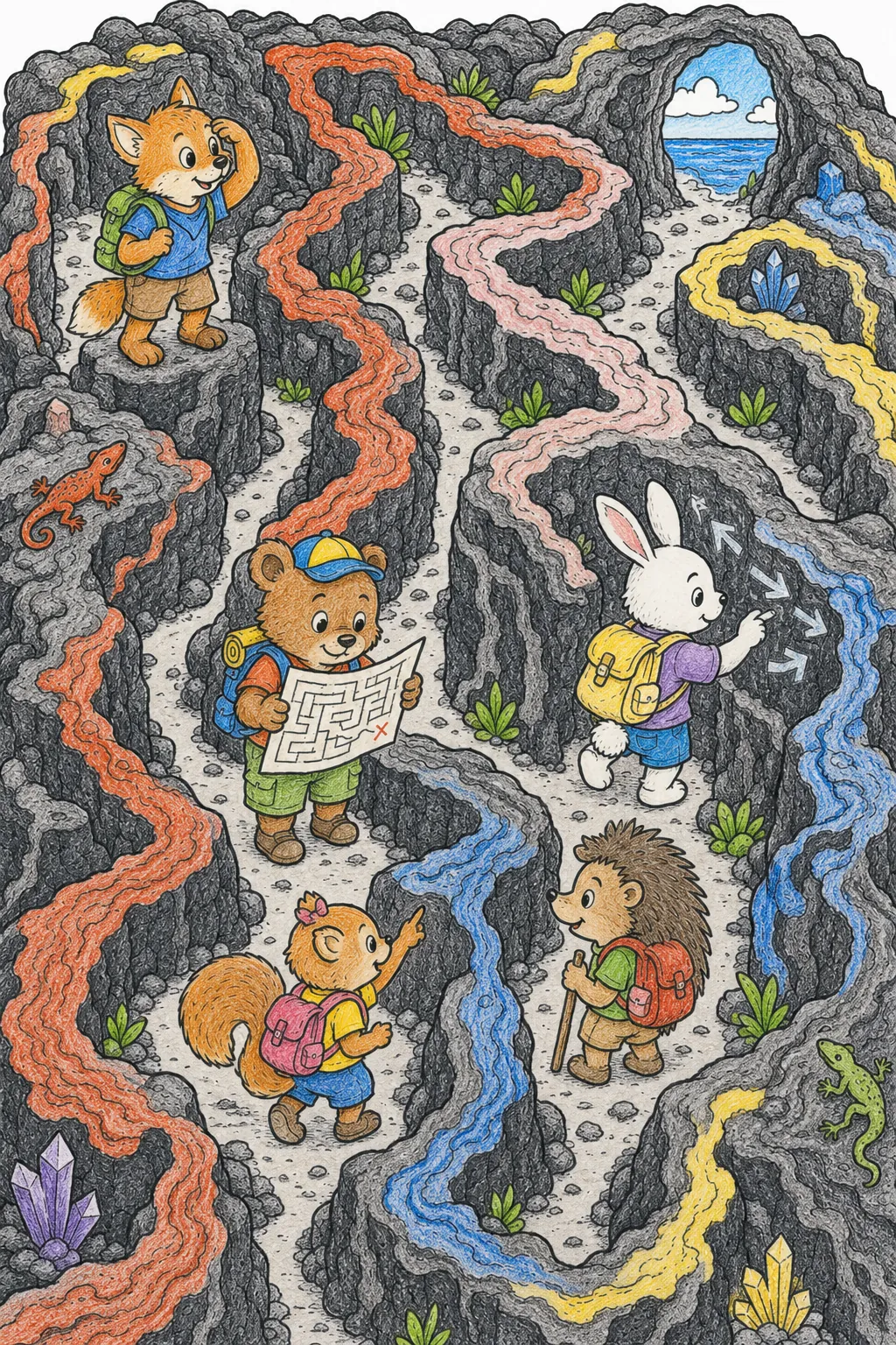 Lava-Labyrinth: Kinder finden Ausgang