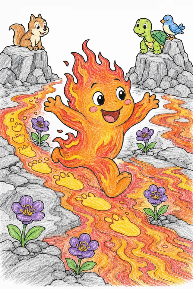 Lavageist-Kind läuft glücklich durch Lavafeld – So könnte es aussehen